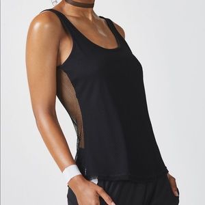 Fabletics Madison Tank - Black Mesh Shirt